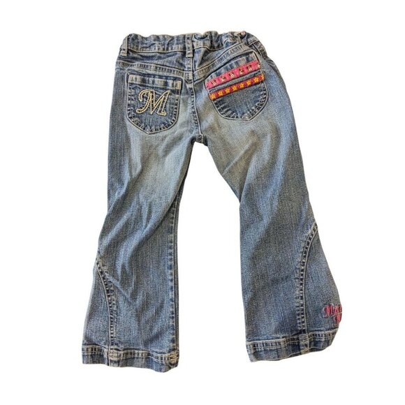 H&M x Disney Flare Leg Blue Jeans Girls Size 3-4 Yrs Mini Mouse Adjustable Waist - Picture 2 of 7
